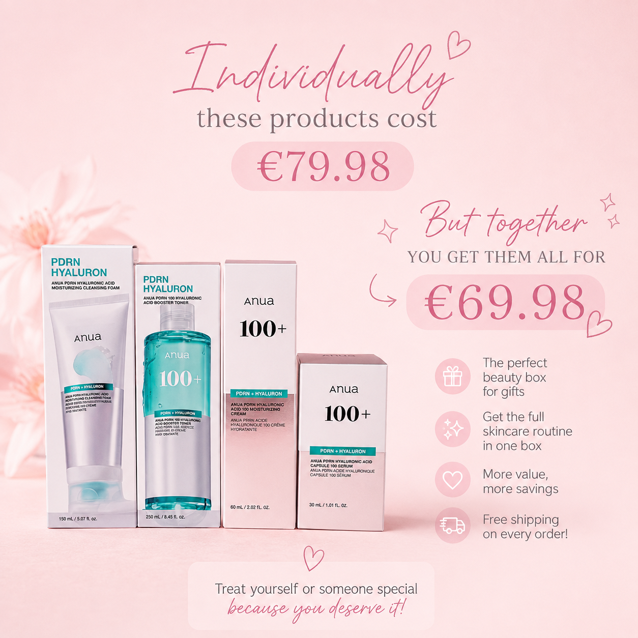 Anua PDRN Hyaluronic Acid 100+ Complete Skincare Beauty Box
