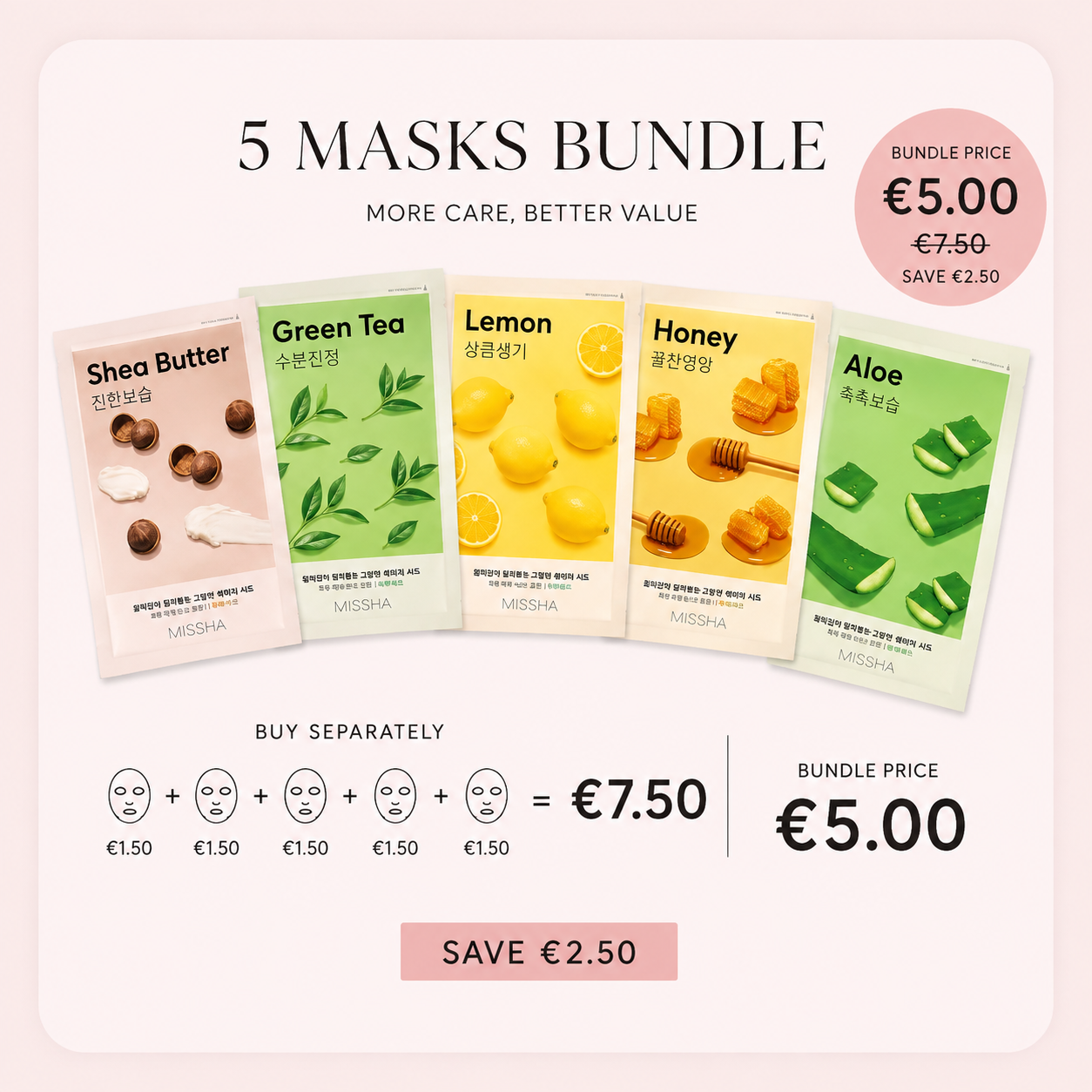 5 Missha Sheet Masks Bundle